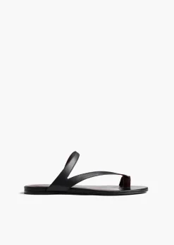 Khaite Sandals-Aimee Flat Sandal in Black Leather