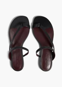 Khaite Sandals-Aimee Flat Sandal in Black Leather