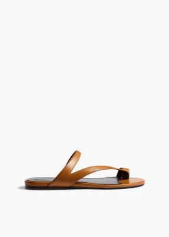 Khaite Sandals-Aimee Flat Sandal in Cuoio Leather