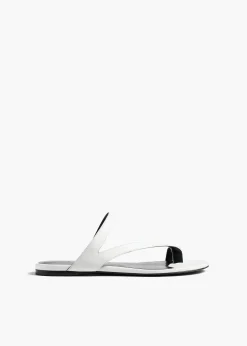 Khaite Sandals-Aimee Flat Sandal in Optic White Leather