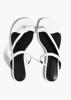 Khaite Sandals-Aimee Flat Sandal in Optic White Leather