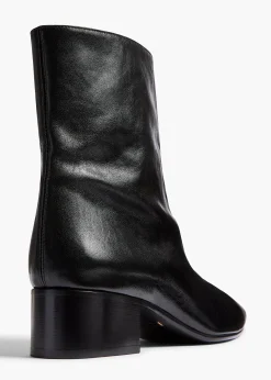 Khaite Boots-Andee Ankle Boot in Black Glazed Leather