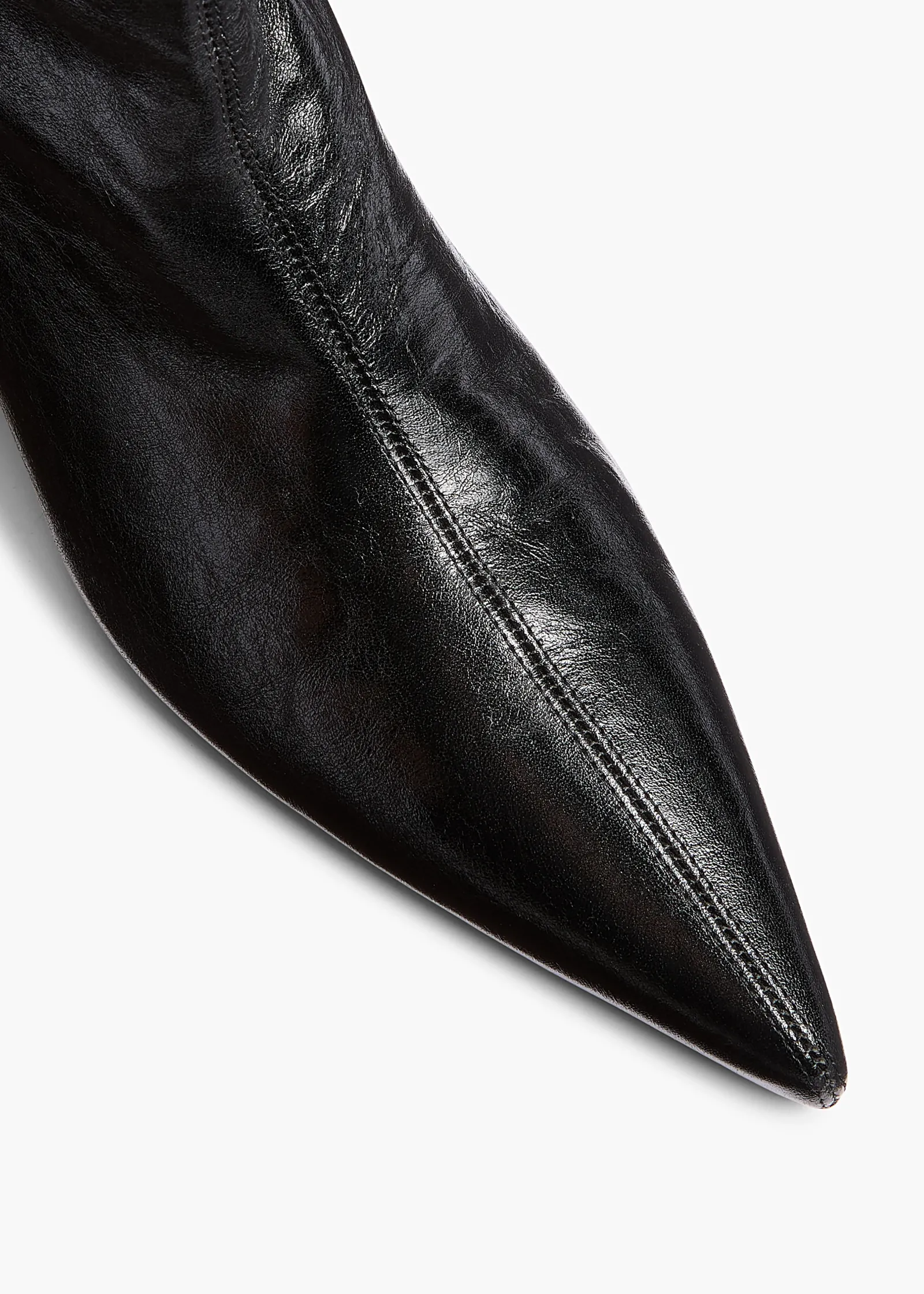 Khaite Boots-Andee Ankle Boot in Black Glazed Leather