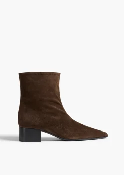 Khaite Boots-Andee Ankle Boot in Ebano Suede