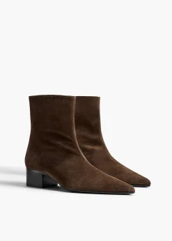 Khaite Boots-Andee Ankle Boot in Ebano Suede
