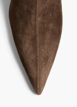 Khaite Boots-Andee Ankle Boot in Ebano Suede