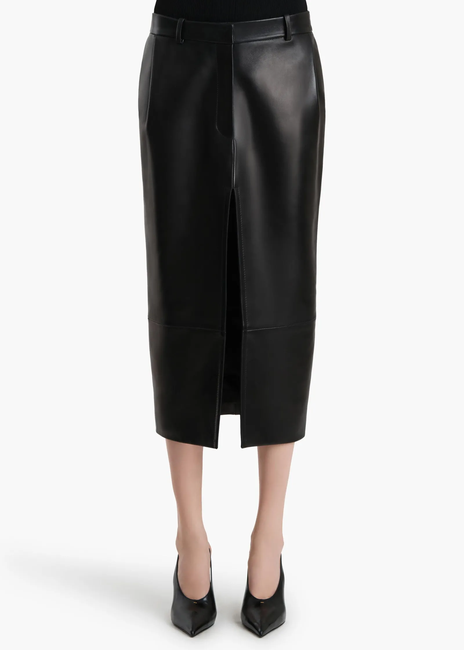 Khaite Leather|Skirts & Shorts-Anden Skirt in Black Leather