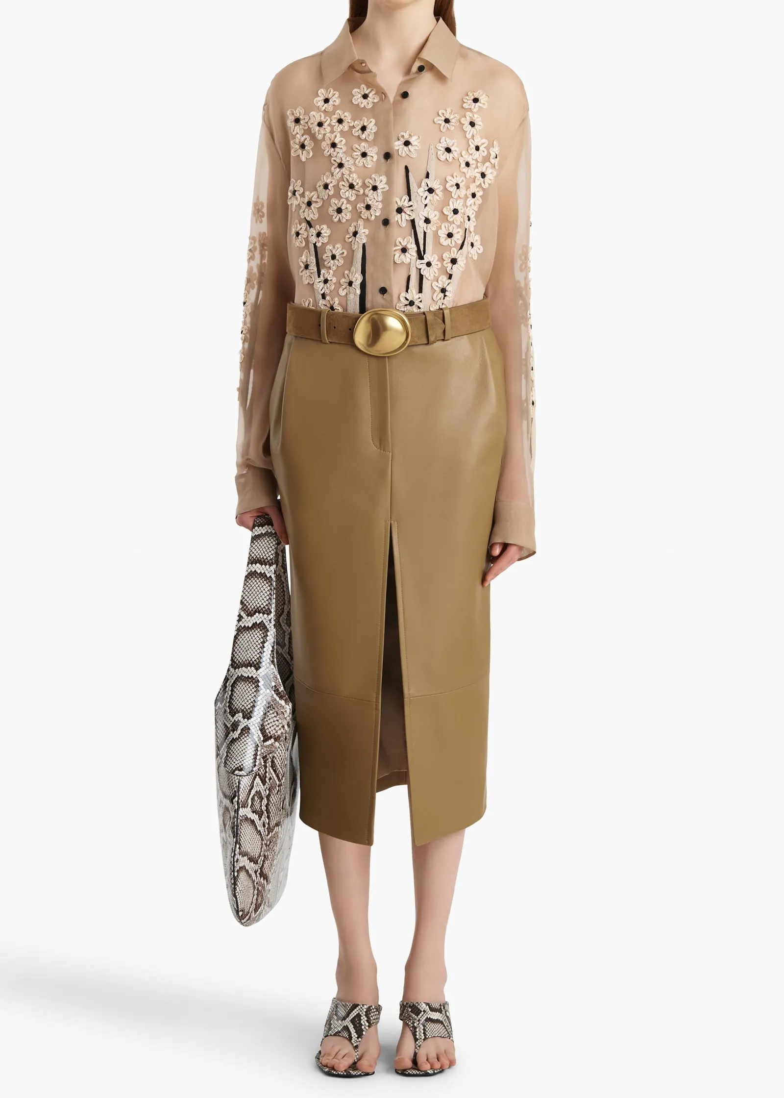 Khaite Leather|Skirts & Shorts-Anden Skirt in Golden Ochre Leather