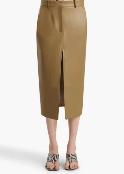 Khaite Leather|Skirts & Shorts-Anden Skirt in Golden Ochre Leather