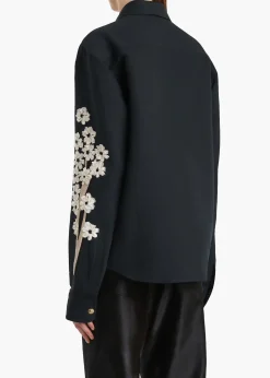 Khaite Shirts & Tops-Argo Top in Black with Floral Embroidery