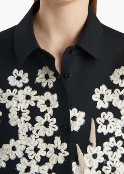 Khaite Shirts & Tops-Argo Top in Black with Floral Embroidery