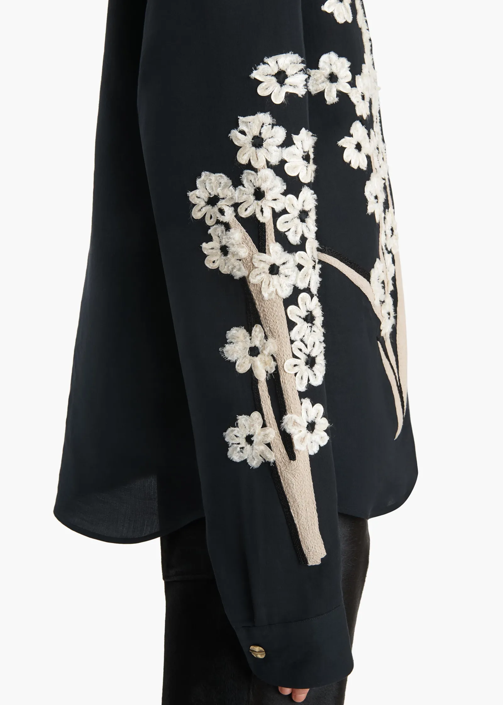 Khaite Shirts & Tops-Argo Top in Black with Floral Embroidery