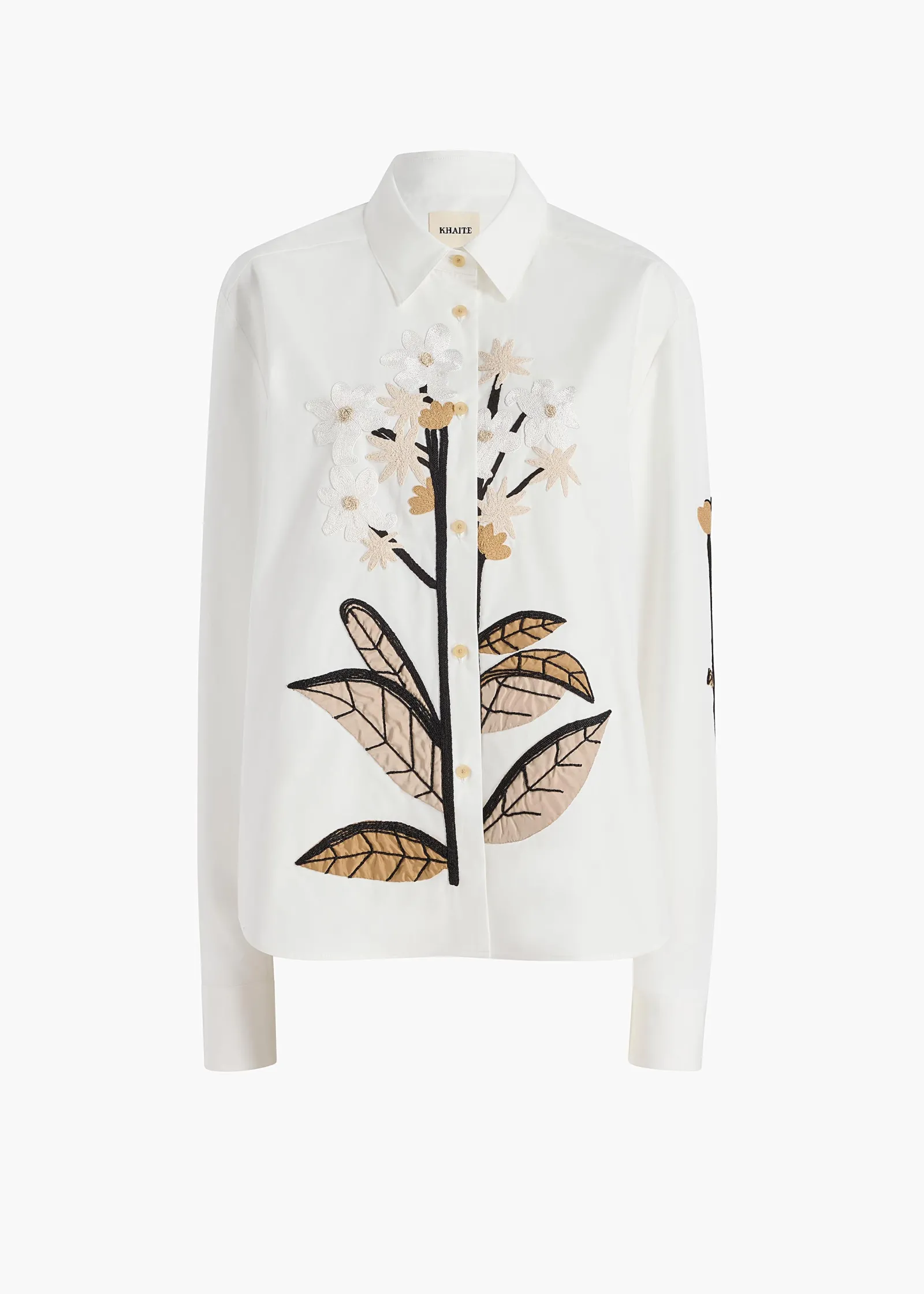 Khaite Shirts & Tops-Argo Top in Chalk Cotton with Floral Embroidery