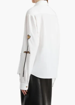 Khaite Shirts & Tops-Argo Top in Chalk Cotton with Floral Embroidery