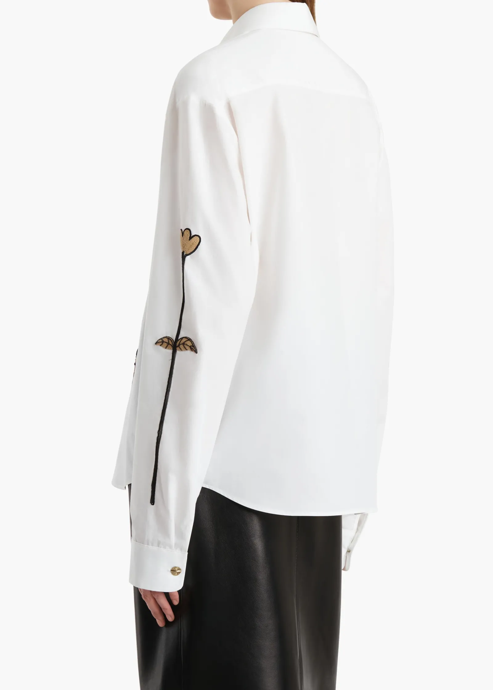 Khaite Shirts & Tops-Argo Top in Chalk Cotton with Floral Embroidery