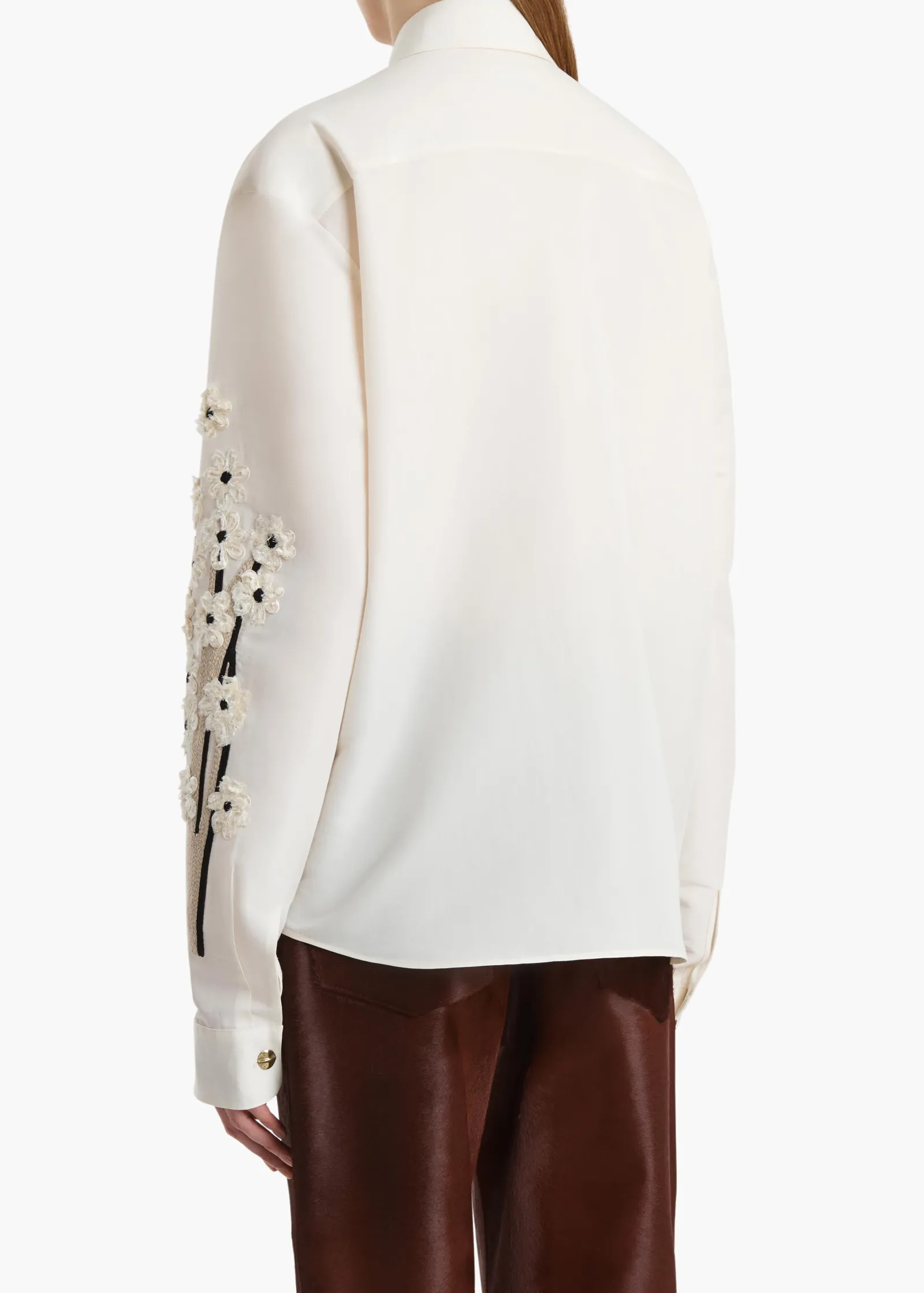 Khaite Shirts & Tops-Argo Top in Natural with Floral Embroidery