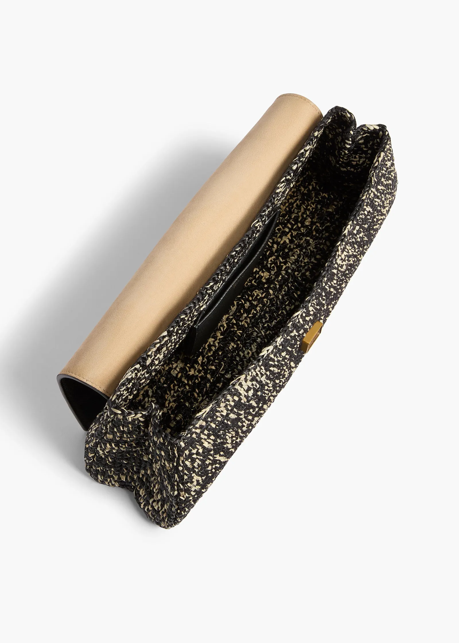 Khaite Evening-Audrey Clutch in Black and White Marled Raffia