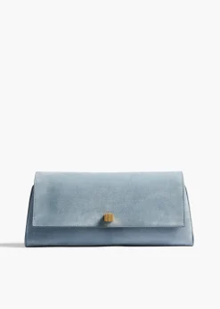 Khaite Evening-Audrey Clutch in Lead Suede