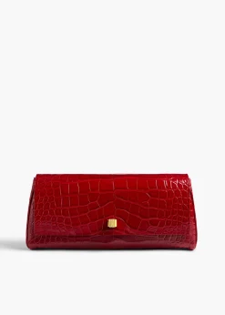 Khaite Evening-Audrey Clutch in Ruby Alligator