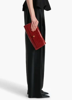Khaite Evening-Audrey Clutch in Ruby Alligator