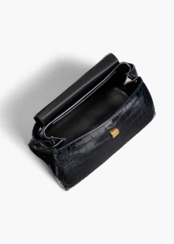 Khaite Top Handle-Audrey Top Handle Bag in Midnight Alligator