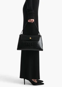 Khaite Top Handle-Audrey Top Handle Bag in Black Alligator