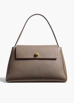 Khaite Top Handle-Audrey Top Handle Bag in Elephant Pebbled Leather