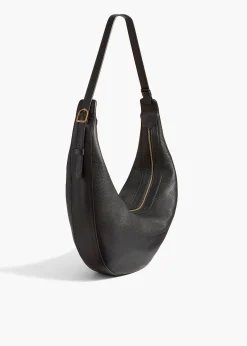 Khaite Crossbody Bags-Augustina Hobo in Black Pebbled Leather