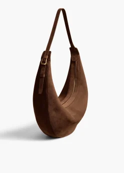 Khaite Crossbody Bags-Augustina Hobo in Cedar Suede