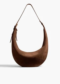 Khaite Crossbody Bags-Augustina Hobo in Cedar Suede