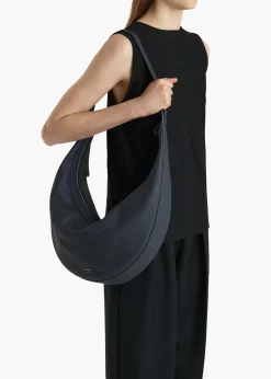 Khaite Crossbody Bags-Augustina Hobo in Midnight Pebbled Leather
