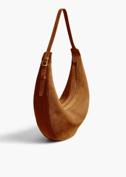 Khaite Crossbody Bags-Augustina Hobo in Mud Suede