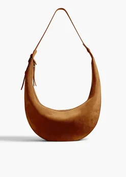 Khaite Crossbody Bags-Augustina Hobo in Mud Suede
