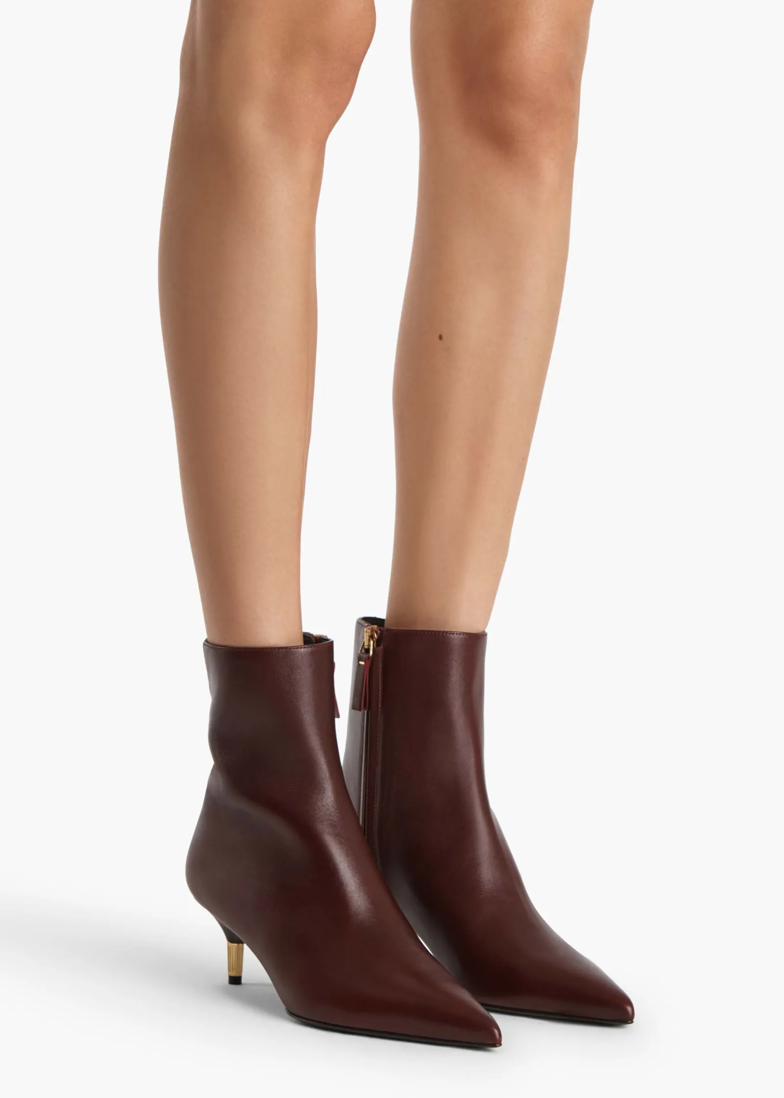 Khaite Boots-Bella Ankle Boot in Bordeaux Vintage Calf Leather