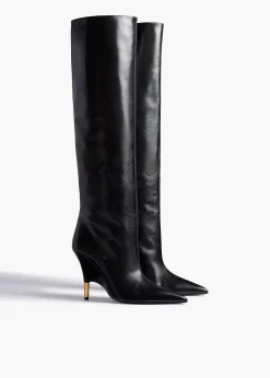 Khaite Boots-Bella Knee-High Boot in Black Leather