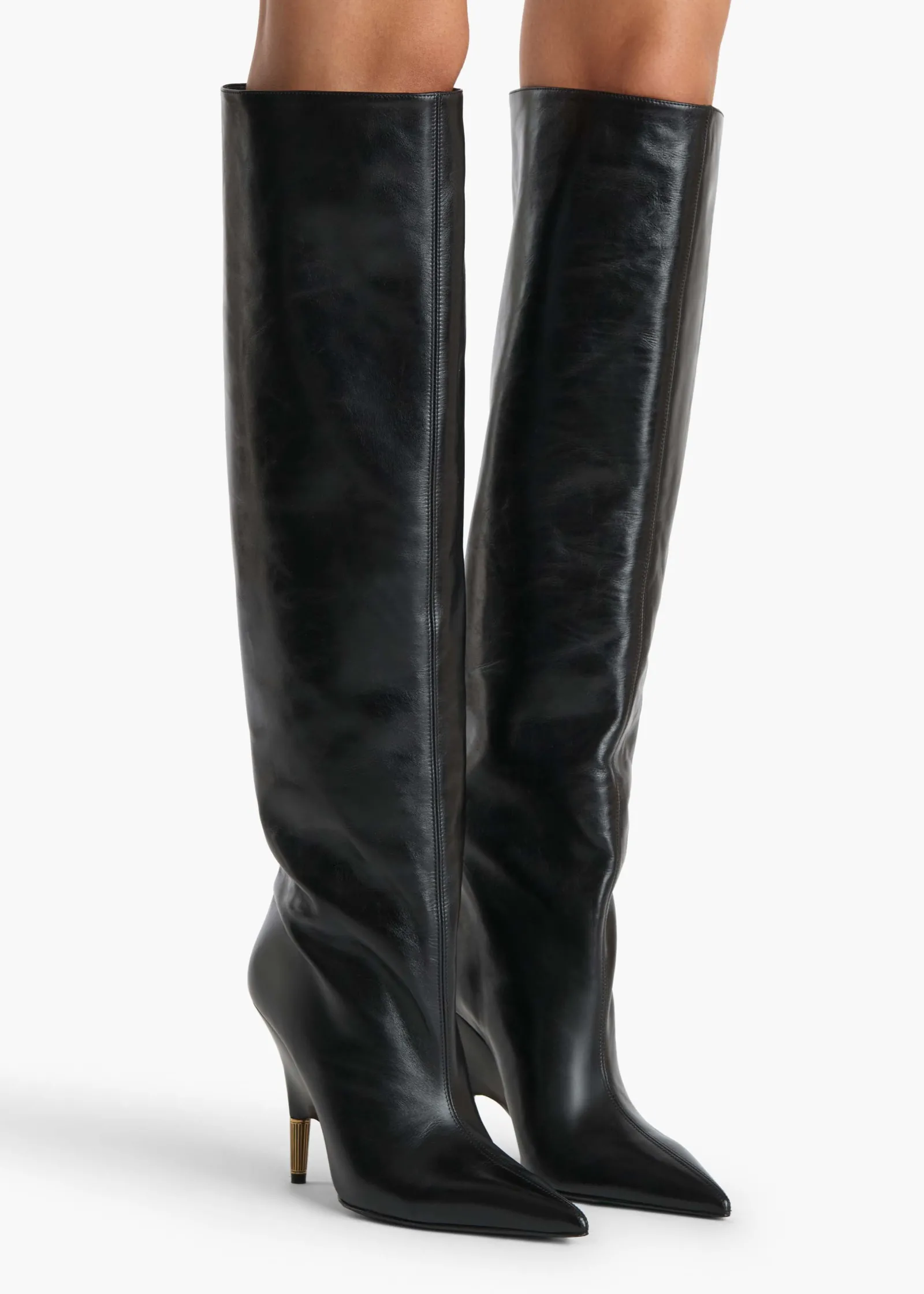 Khaite Boots-Bella Knee-High Boot in Black Leather