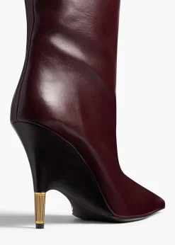 Khaite Boots-Bella Knee-High Boot in Bordeaux Vintage Calf