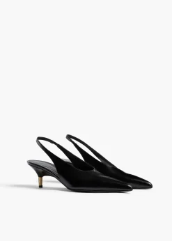 Khaite Pumps-Bella Low Pump in Black Glazed Leather