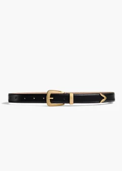 Khaite Belts-Benny Belt in Black Leather with Gold
