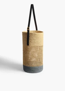 Khaite Totes-Billie Bucket Bag in Natural and Lead Raffia