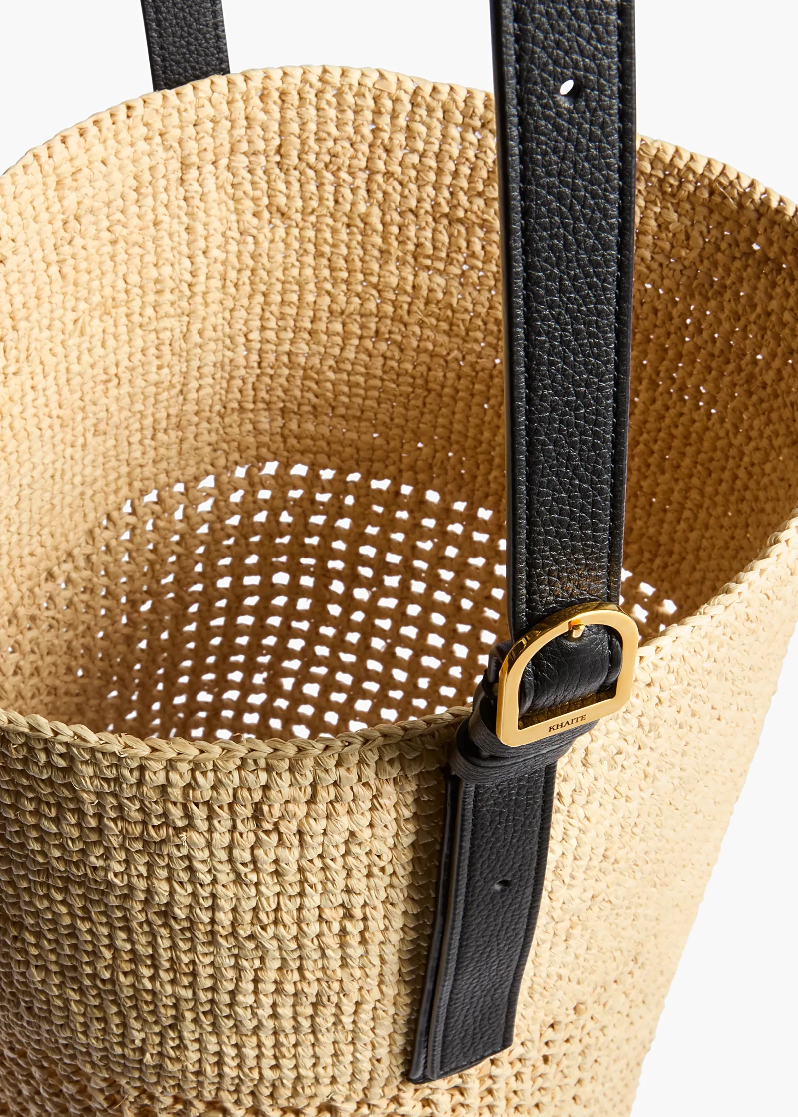 Khaite Totes-Billie Bucket Bag in Natural and Lead Raffia