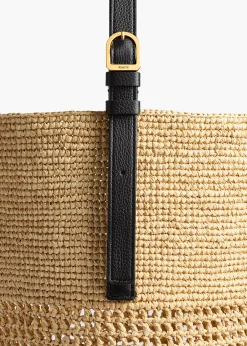 Khaite Totes-Billie Bucket Bag in Natural and Lead Raffia