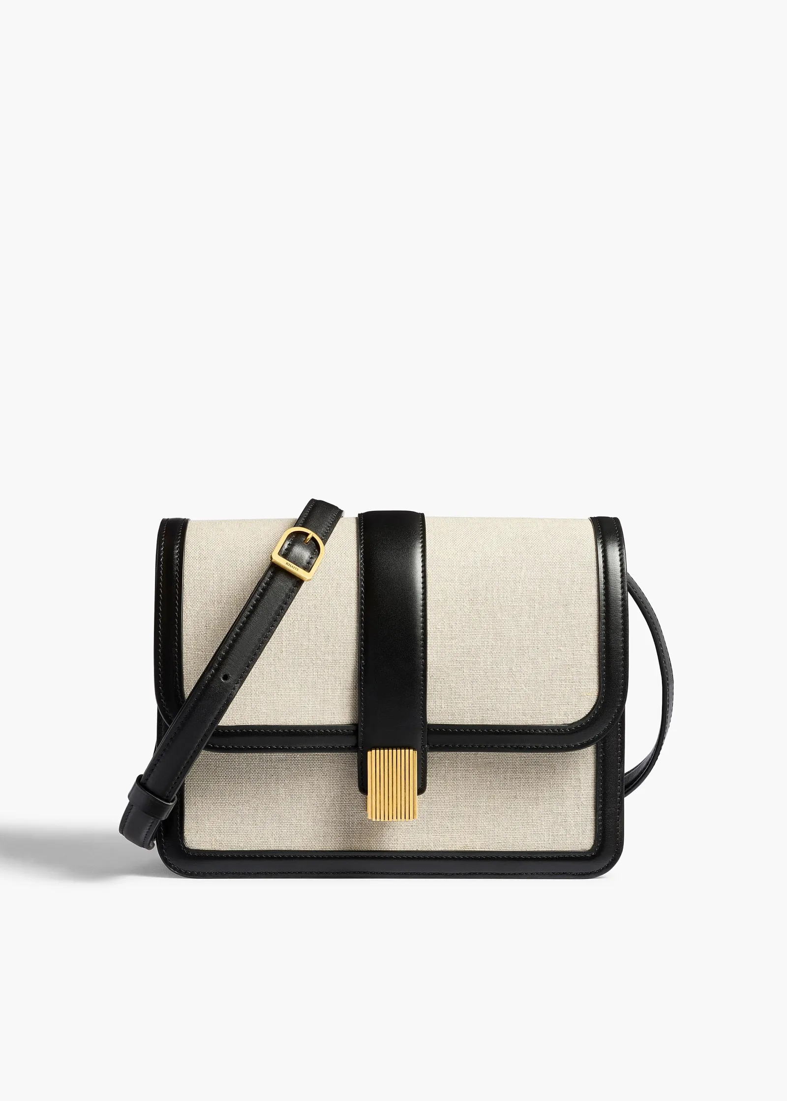 Khaite Crossbody Bags-Blake Crossbody Bag in Black Leather with Natural Canvas