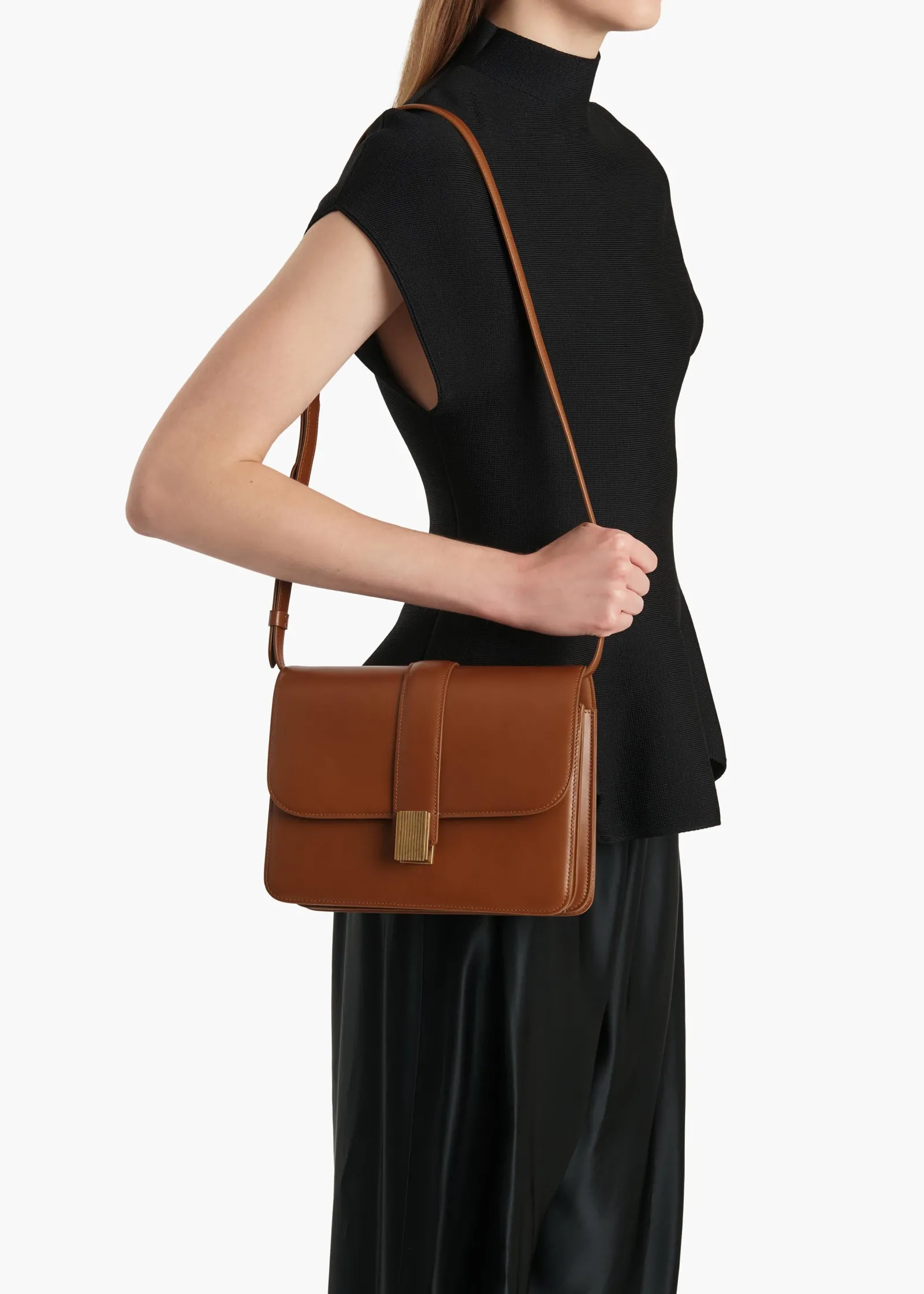 Khaite Crossbody Bags-Blake Crossbody Bag in Dark Honey Leather