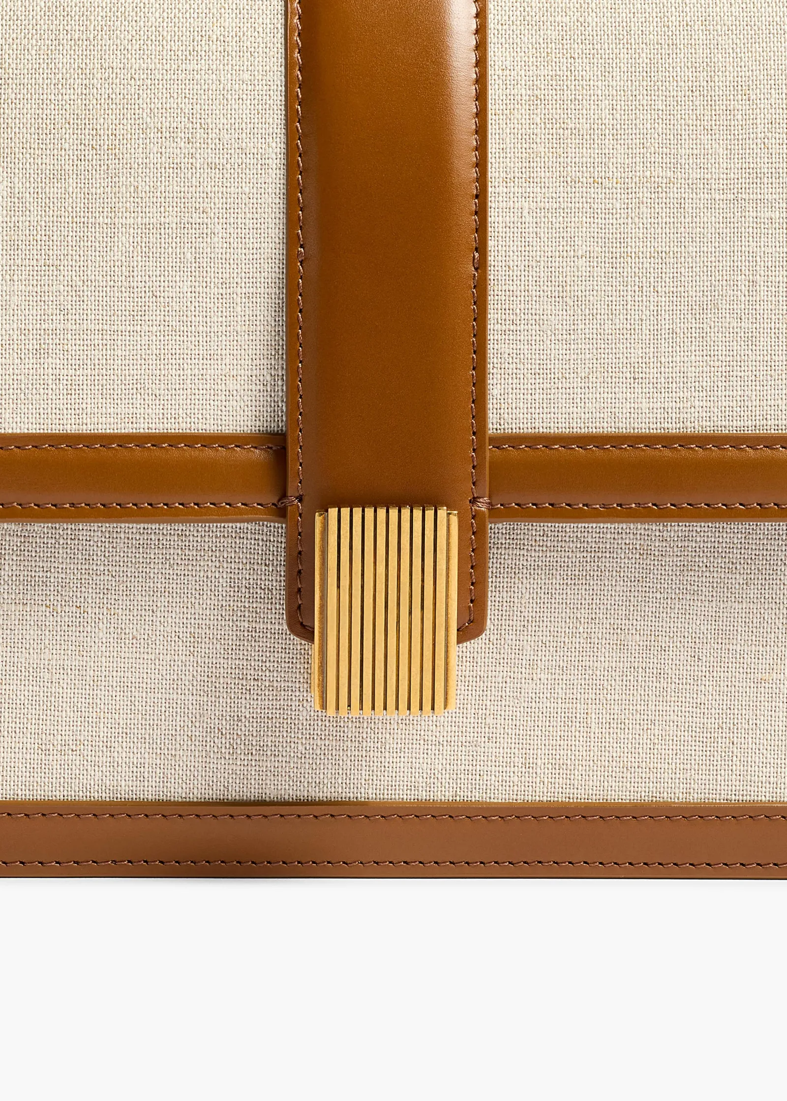 Khaite Crossbody Bags-Blake Crossbody Bag in Dark Honey Leather with Natural Canvas