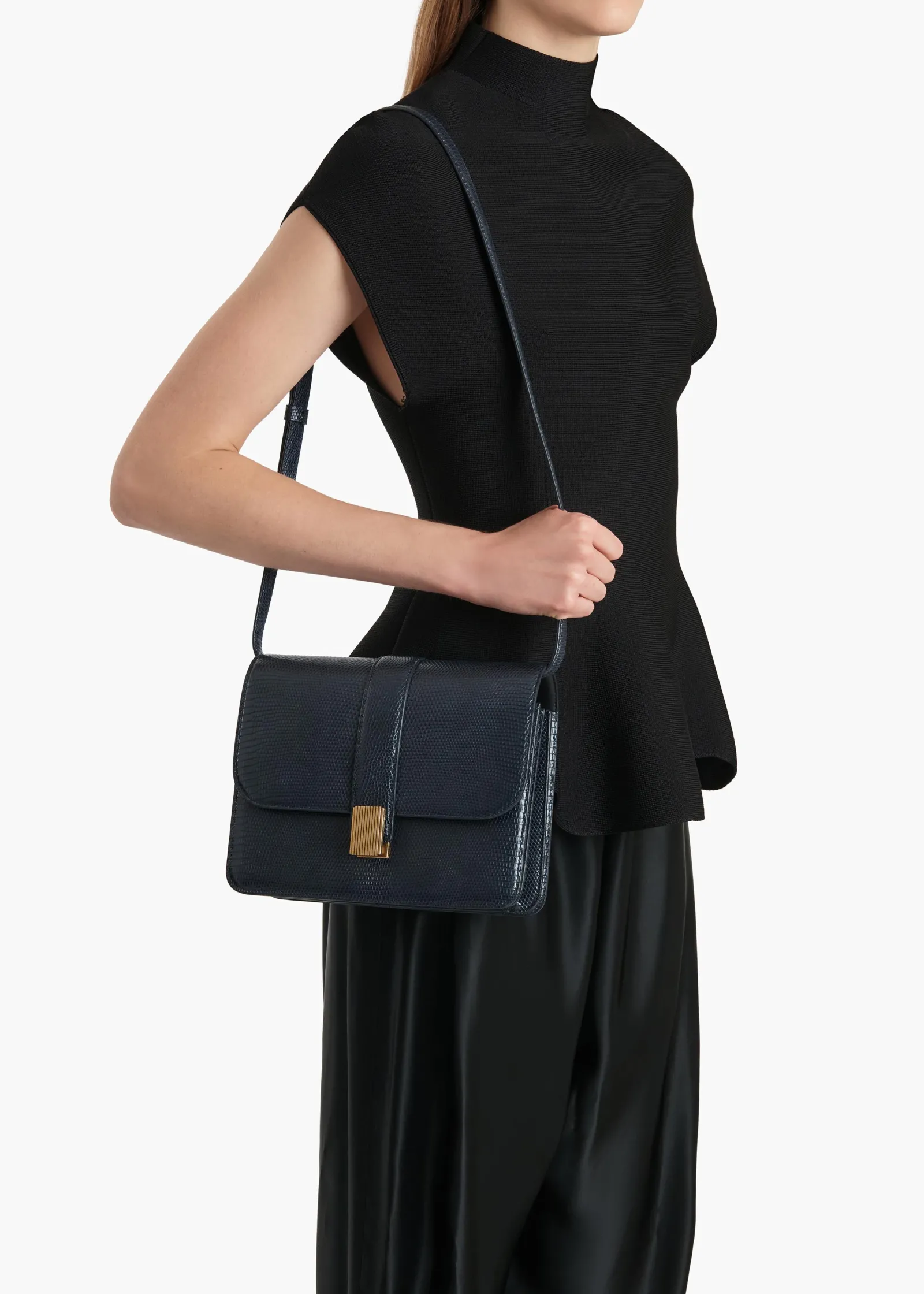 Khaite Crossbody Bags-Blake Crossbody Bag in Midnight Lizard
