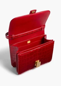 Khaite Crossbody Bags-Blake Crossbody Bag in Ruby Alligator