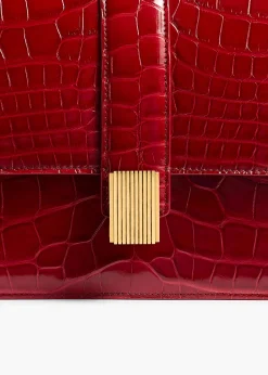 Khaite Crossbody Bags-Blake Crossbody Bag in Ruby Alligator