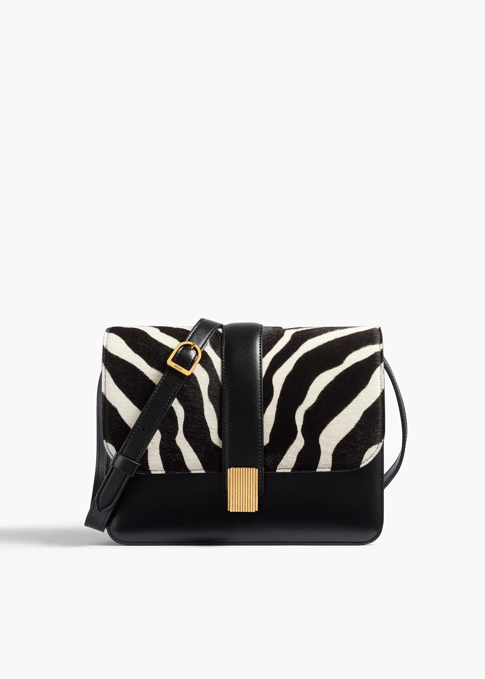 Khaite Crossbody Bags-Blake Crossbody Bag in Zebra Print Haircalf and Black Leather