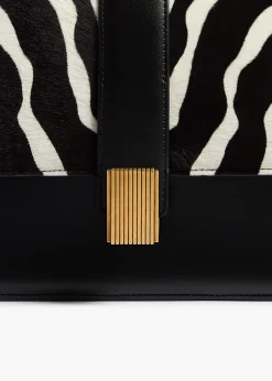 Khaite Crossbody Bags-Blake Crossbody Bag in Zebra Print Haircalf and Black Leather